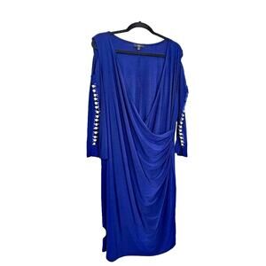 Navy Blue dress with pearls EUC 3XL MID length